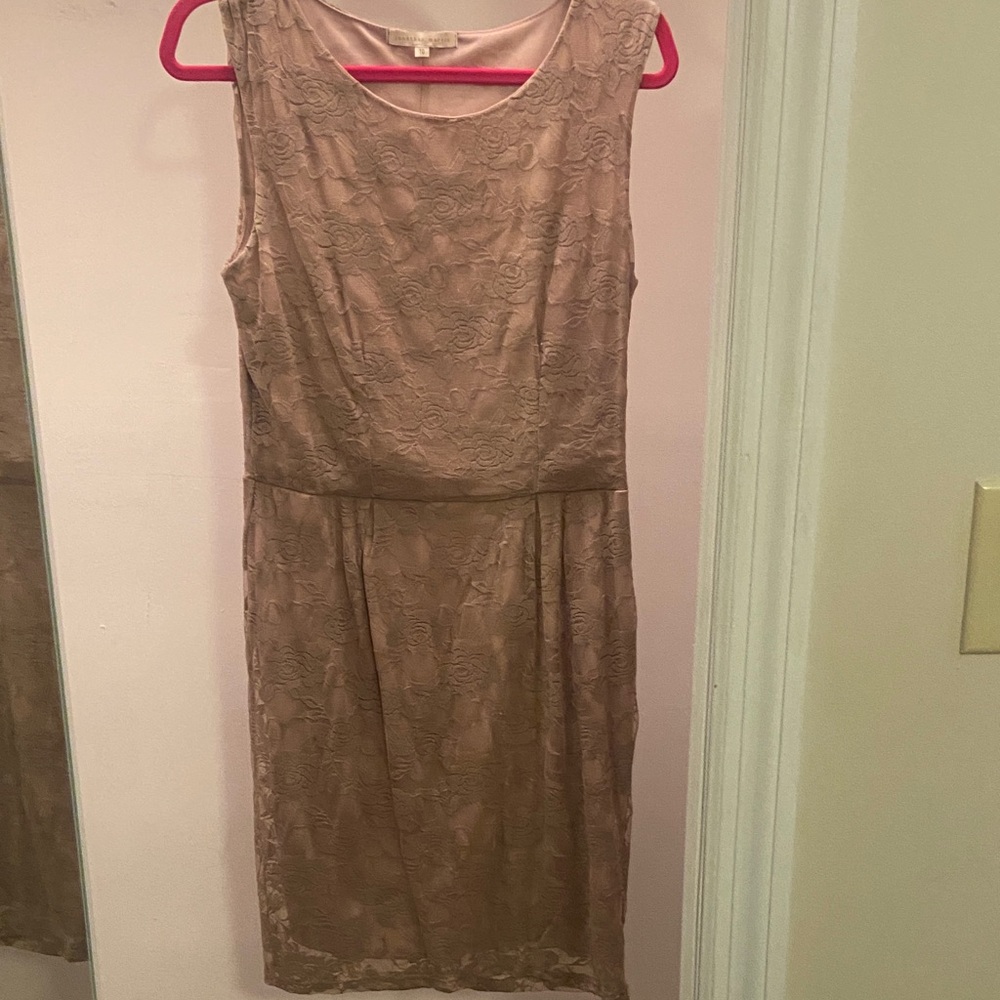 jonathan martin Sleeveless Lace Midi Dress in Taupe